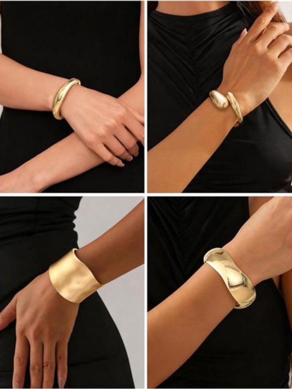Chunky Gold Bangles Bracelets for Women - Non Tarnish 16K Gold Plated